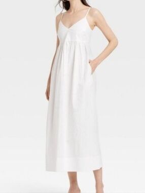 a new day White Seersucker Maxi Dress Size L